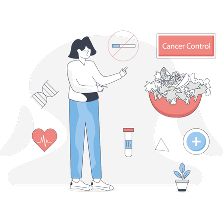 Woman  explaining cancer control campaign  Illustration