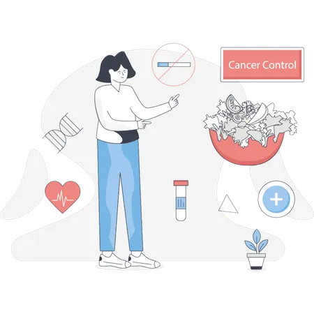 Woman  explaining cancer control campaign  Illustration