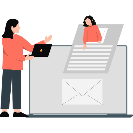 Woman explaining email profile  Illustration