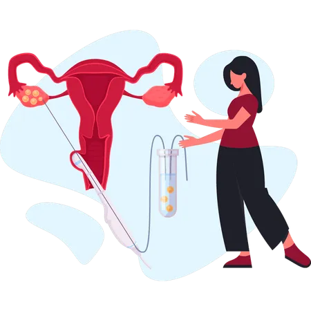 Woman  explaining fertility test tube  Illustration