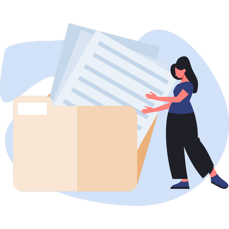 Woman explaining folder document  Illustration