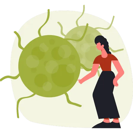 Woman explaining hair ball bacteria  Illustration