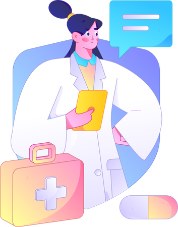 Woman explaining Health Insurance  Illustration