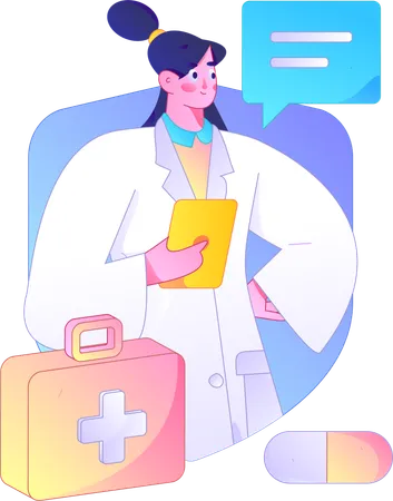 Woman explaining Health Insurance  Illustration