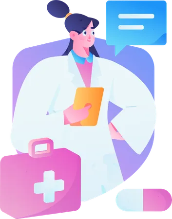 Woman explaining Health Insurance  Illustration