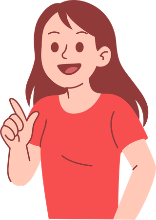 自分のアイデアを説明する女性  イラスト