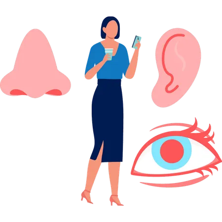 Woman explaining human body part  Illustration