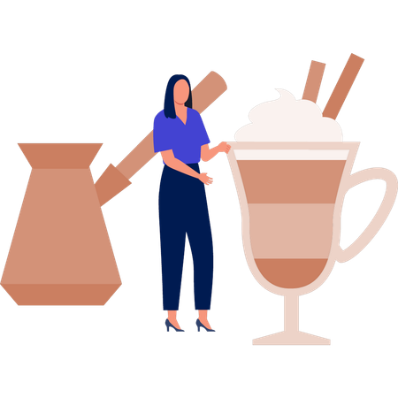 Woman explaining ice cream  Illustration