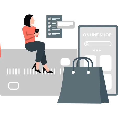 Woman explaining online shop  Illustration