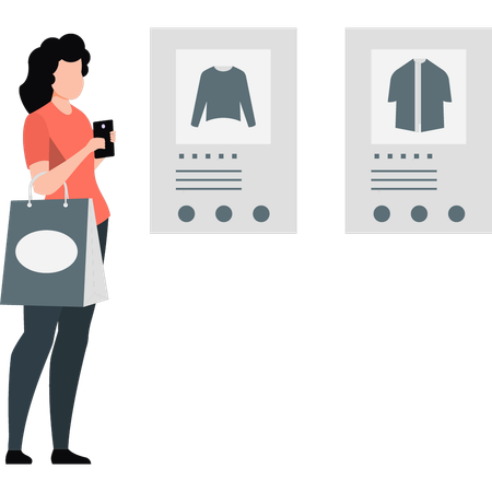 Woman explaining online shopping  Illustration