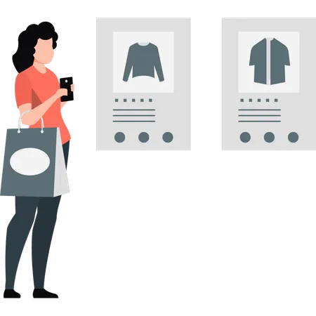 Woman explaining online shopping  Illustration