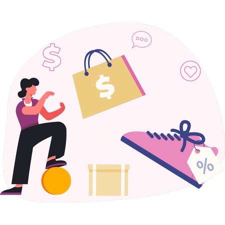 Woman explaining promote shopping  Illustration