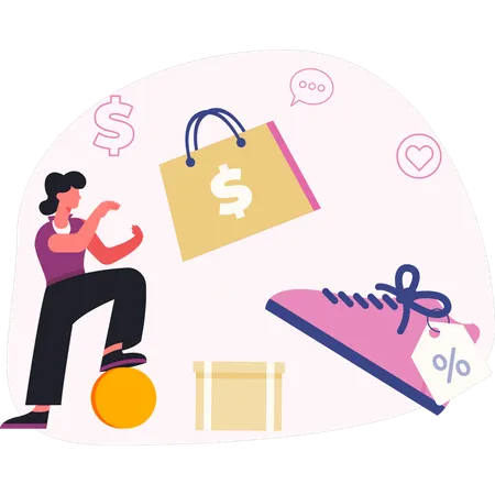 Woman explaining promote shopping  Illustration