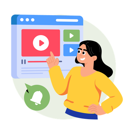 Woman explaining Video Tutorial  Illustration
