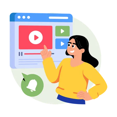 Woman explaining Video Tutorial  Illustration