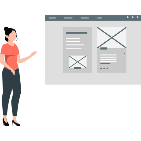 Woman explaining website mail  Illustration