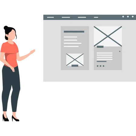 Woman explaining website mail  Illustration