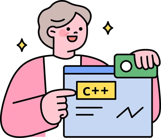 Woman explains programming lines  Illustration