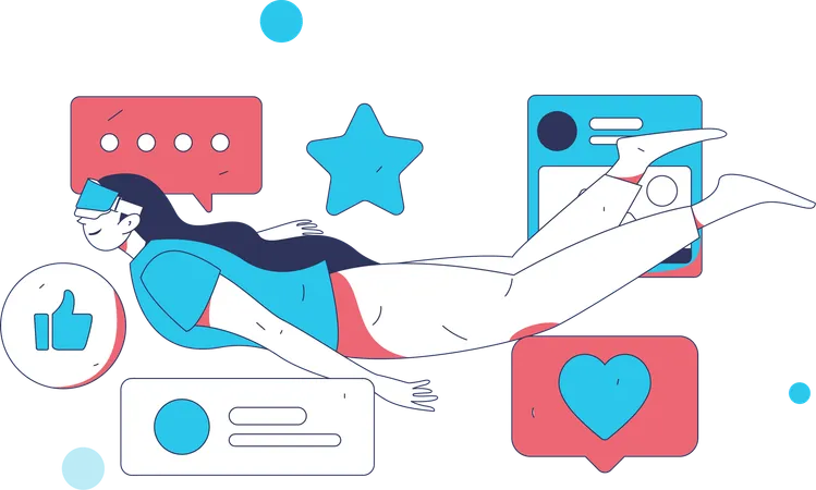 Woman explores social media platform  Illustration