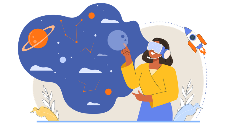 Woman Exploring Metaverse  Illustration