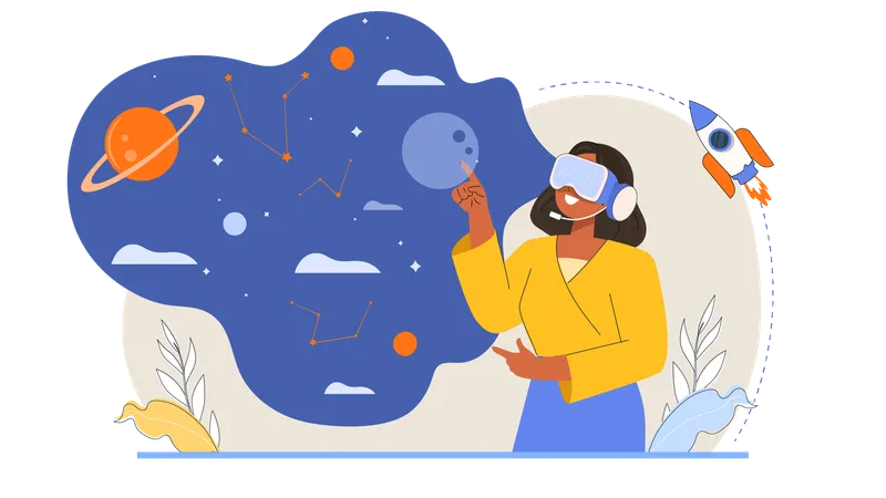 Woman Exploring Metaverse  Illustration