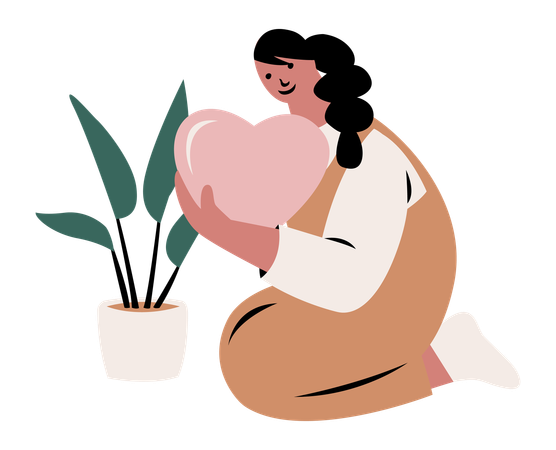 Woman Expressing Self Love and Care  Illustration