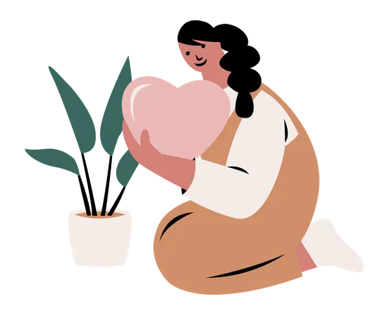 Woman Expressing Self Love and Care  Illustration