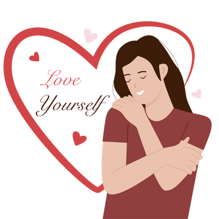 Woman expressing self love  Illustration