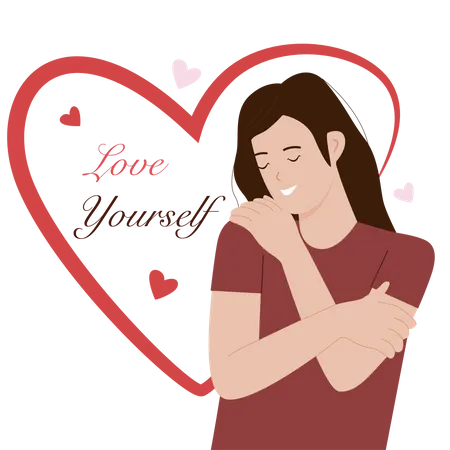 Woman expressing self love  Illustration