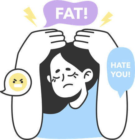 Woman faces body shaming  일러스트레이션