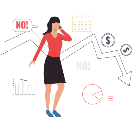 Woman faces business loss  Illustration