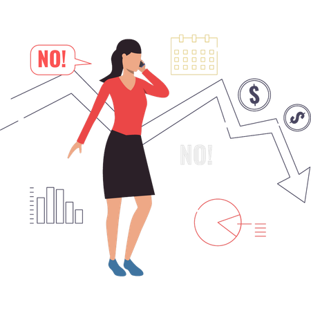 Woman faces business loss  Illustration