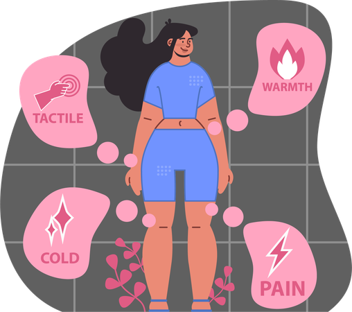 Woman faces hearing problems  Illustration