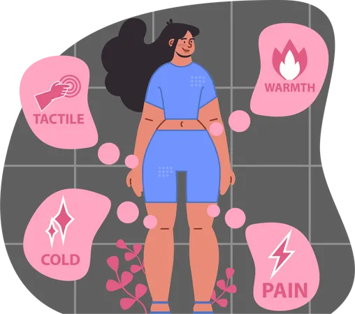 Woman faces hearing problems  Illustration