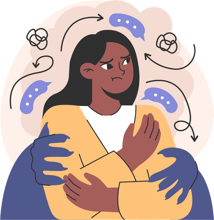 Woman faces mental disorder  Illustration