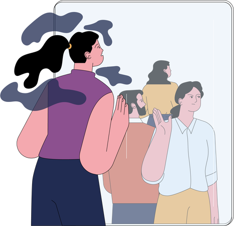 Woman faces mental disorders  Illustration