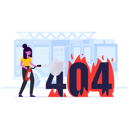 Woman facing error 404  Illustration