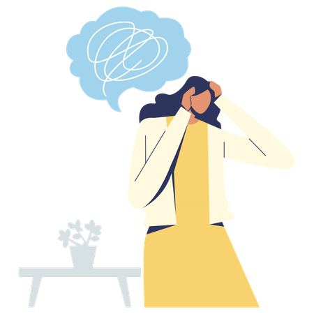 Woman facing Mental Stress  Illustration