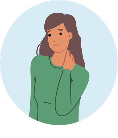 Woman facing neck pain  Illustration