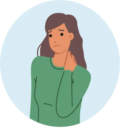 Woman facing neck pain  Illustration