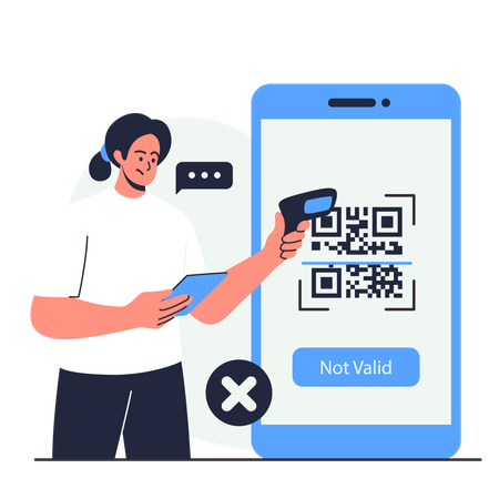 Woman fails to scan barcode  Illustration