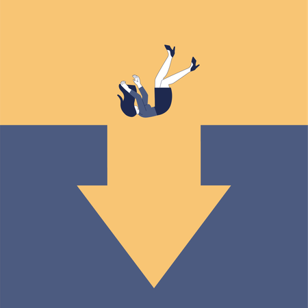 Woman falling down for crisis  Illustration