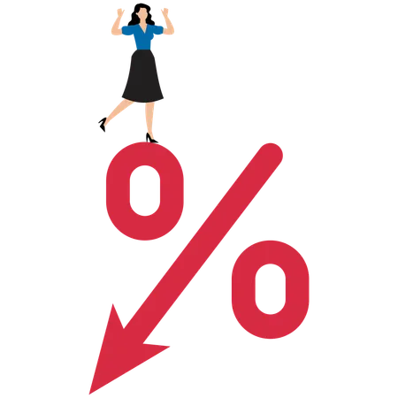 Woman falling down on chart  Illustration