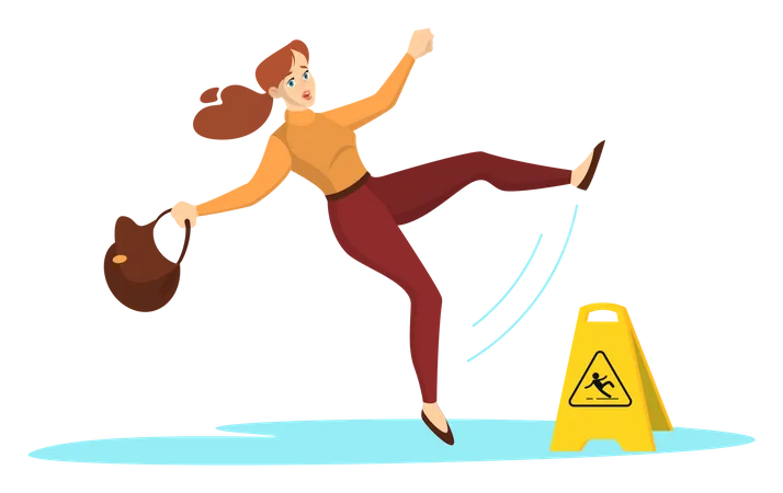 Woman falling on the surface Illustration