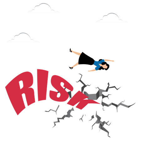 Woman Falls Down With Word Risk  Illustration