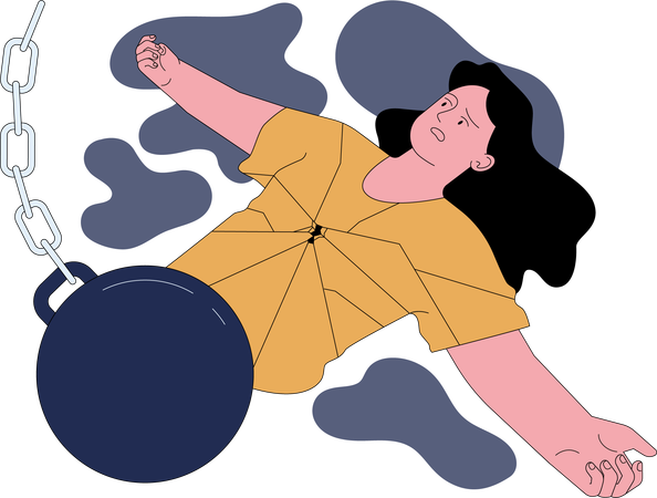 Woman falls from great height  Illustration