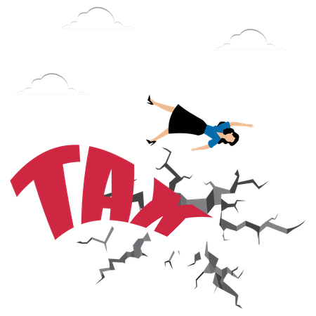 Woman Falls From Tax  Illustration