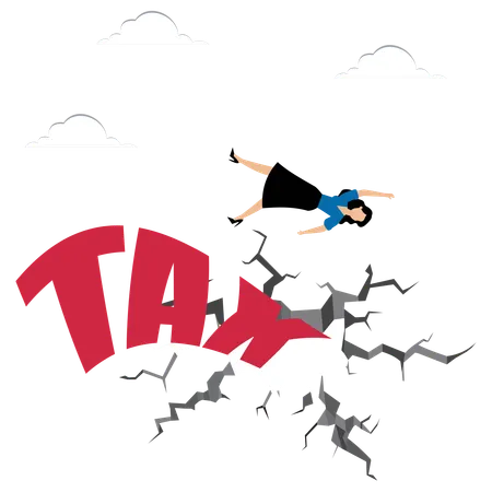 Woman Falls From Tax  Illustration