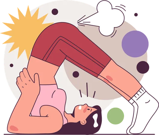 Woman farts while doing yoga  イラスト
