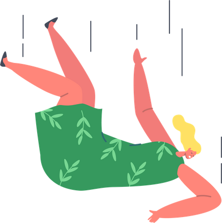 Woman fear falling from height Illustration